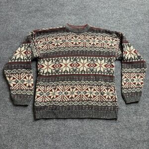 90s Y2K Structure Sweater Men's Medium‎ Fair Isle Classic Grandpa Chunky Vtg